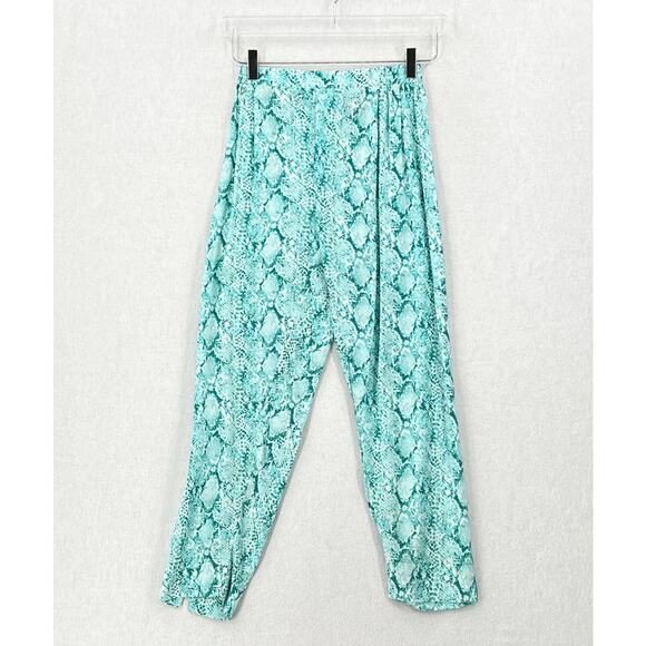 FEATHER AND FIND Paradisio Ruffle Top  and Relax Pant Set Womens XS Blue Python - Picture 10 of 16